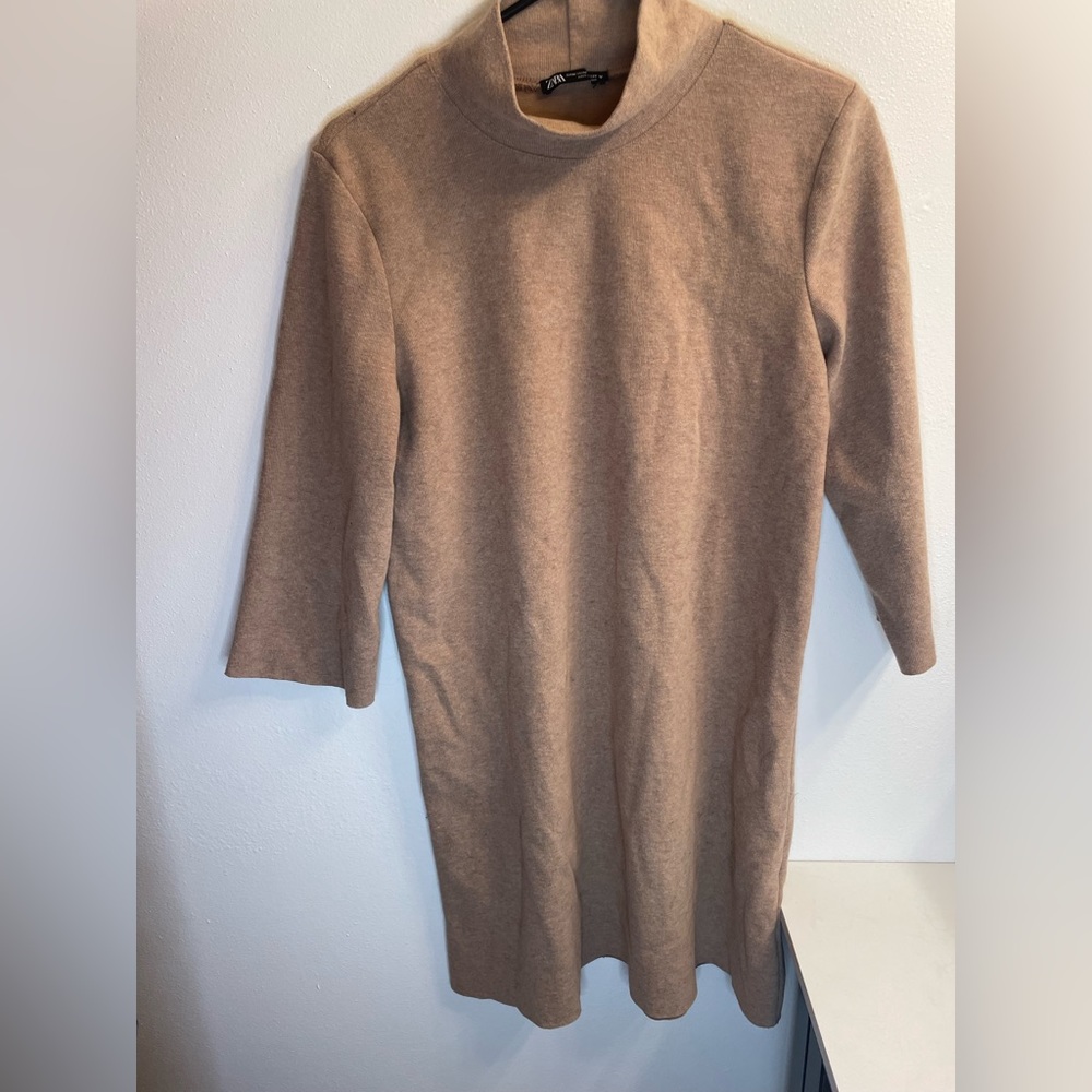 ZARA size medium tan mock neck dress